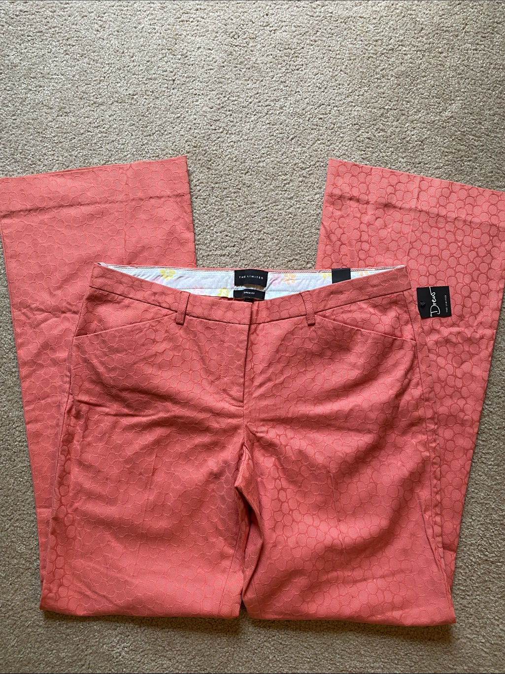 The Limited Coral Pink Textured Dress Pants